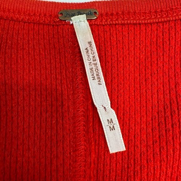 Free People Waffle long sleeve shirt crochet arms - Picture 3 of 6